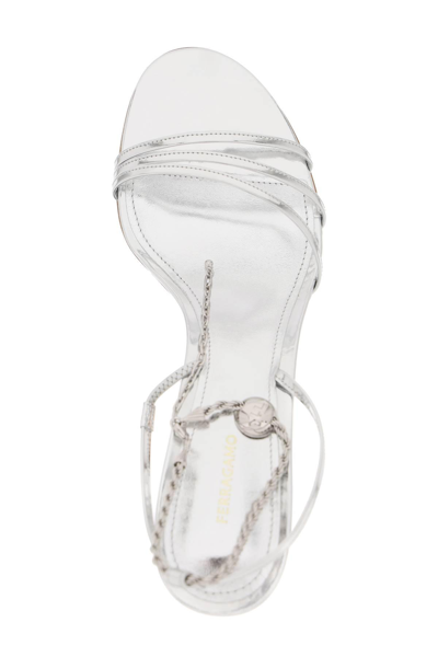 Shop Ferragamo Sandals With Chain In Silver