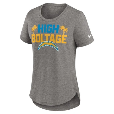 Shop Nike Heather Charcoal Los Angeles Chargers Local Fashion Tri-blend T-shirt