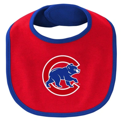 Outerstuff Newborn And Infant Boys And Girls Royal Chicago Cubs Little Champ Three-pack Bodysuit Bib And Bootie In Royal