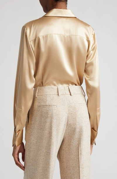 Shop Lafayette 148 French Cuff Silk Button-up Blouse In Dune