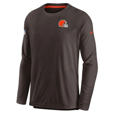 Shop Nike Brown Cleveland Browns Sideline Lockup Performance Long Sleeve T-shirt