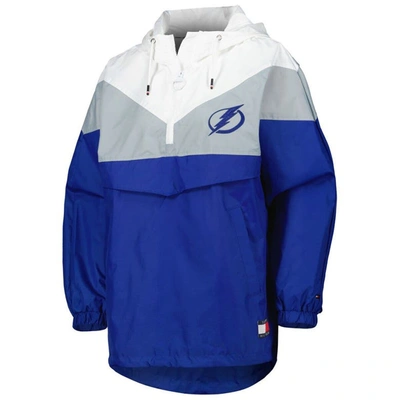 Shop Tommy Hilfiger Blue/silver Tampa Bay Lightning Staci Half-zip Windbreaker Jacket