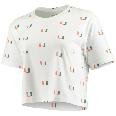 Shop Boxercraft White Miami Hurricanes Cropped Allover Print T-shirt