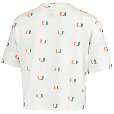Shop Boxercraft White Miami Hurricanes Cropped Allover Print T-shirt