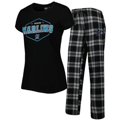 Shop Concepts Sport Black/gray Miami Marlins Badge T-shirt & Pajama Pants Sleep Set