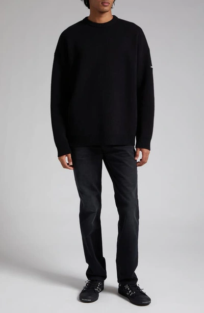 Shop Balenciaga Oversize Double Face Wool Blend Crewneck Sweater In Black