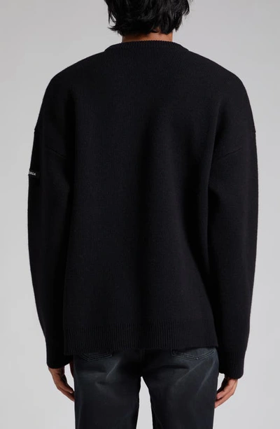 Shop Balenciaga Oversize Double Face Wool Blend Crewneck Sweater In Black
