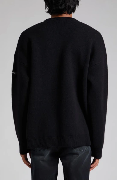 Balenciaga Oversize Double Face Wool Blend Crewneck Sweater In Black