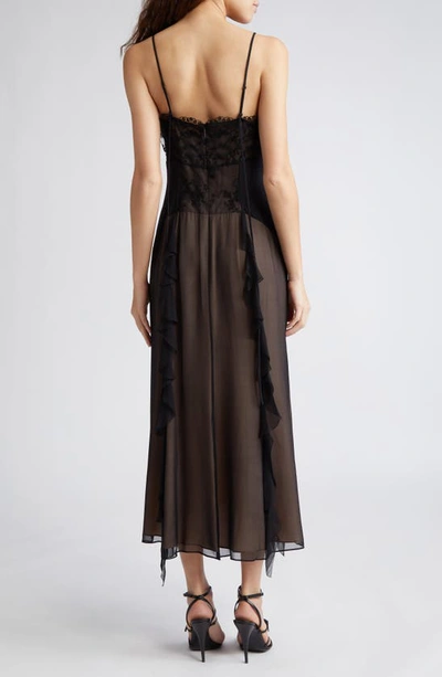Shop Jason Wu Collection Floral Embroidered Tulle Silk Midi Dress In Black