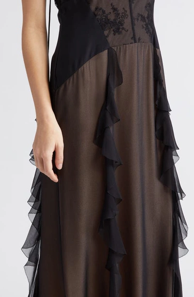 Shop Jason Wu Collection Floral Embroidered Tulle Silk Midi Dress In Black