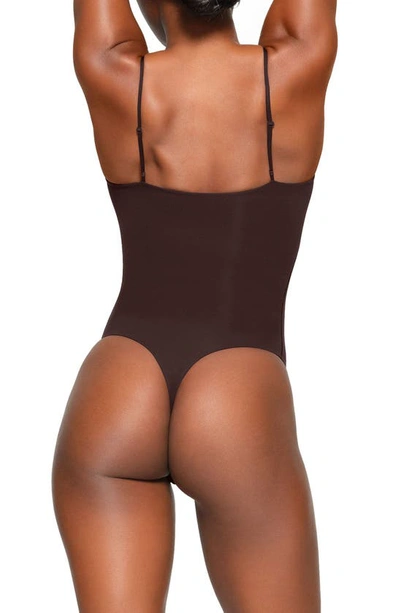 Shop Skims Fits Everybody Camisole Thong Bodysuit In Espresso