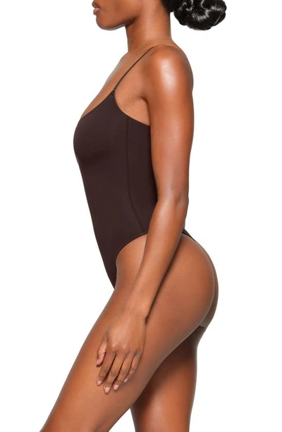 Shop Skims Fits Everybody Camisole Thong Bodysuit In Espresso