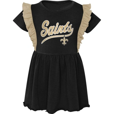 Shop Outerstuff Girls Toddler Black New Orleans Saints Too Cute Tri-blend Short Sleeve Dress
