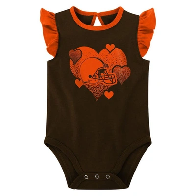 Shop Outerstuff Girls Newborn & Infant Brown/orange Cleveland Browns Spread The Love 2-pack Bodysuit Set