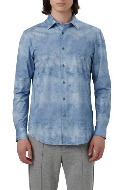 Shop Bugatchi James Ooohcotton® Airbrush Print Button-up Shirt In Air Blue