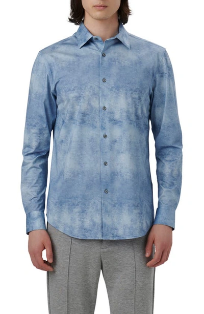Bugatchi Men's Ooohcotton Tech Two-tone Sport Shirt In Air Blue