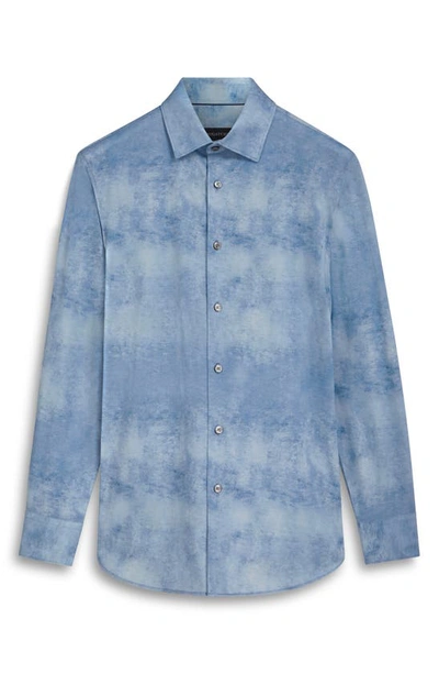 Shop Bugatchi James Ooohcotton® Airbrush Print Button-up Shirt In Air Blue