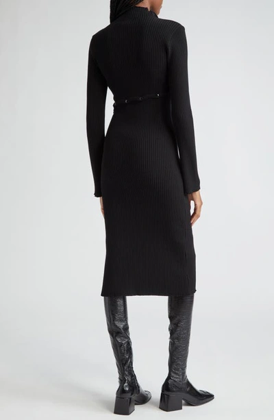 Shop Courrèges Long Sleeve Rib Sweater Dress In Black