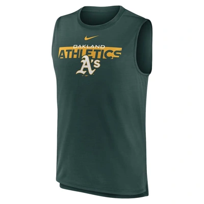 Shop Nike Green Oakland Athletics Knockout Stack Exceed Performance Muscle Tank Top