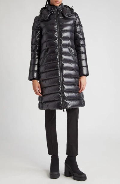 Shop Moncler Moka Quilted Down Long Parka In Black