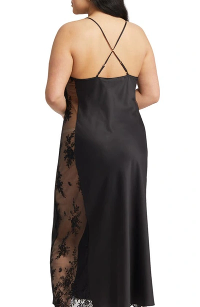 Rya Collection Plus Size Darling Lace-inset Nightgown In Black