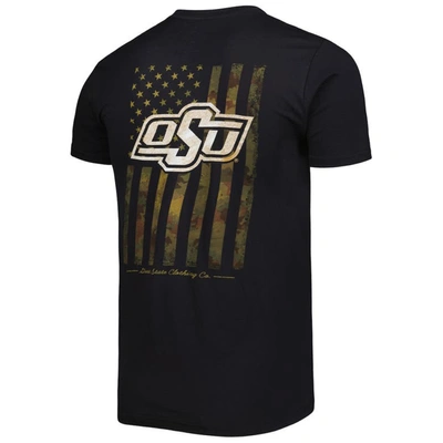 Shop Great State Clothing Black Oklahoma State Cowboys Camo Flag 2-hit T-shirt