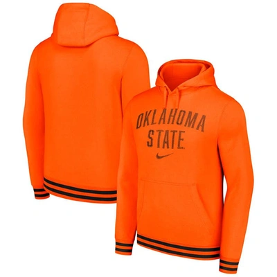 Shop Nike Orange Oklahoma State Cowboys Distressed Sketch Retro Fitted Pullover Hoodie
