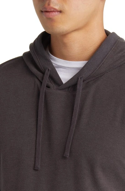 Shop Barefoot Dreams Brushed Fleece Pullover Hoodie In Carbon