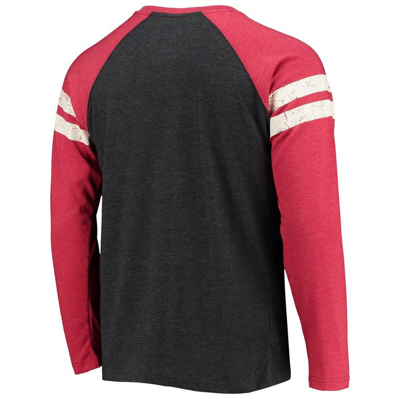 Shop Starter Black/red Atlanta Falcons Throwback League Raglan Long Sleeve Tri-blend T-shirt