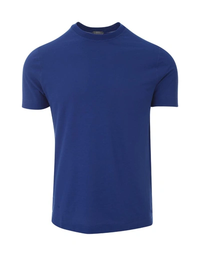Shop Zanone Icecotton Slim Fit Crew Neck S/s T-shirt Clothing In Blue
