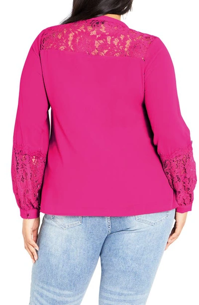 Shop City Chic Mysterious Lace Trim Top In Sangria