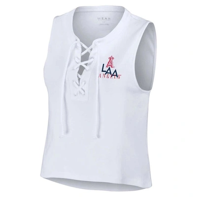 Shop Wear By Erin Andrews White Los Angeles Angels Lace-up Tank Top