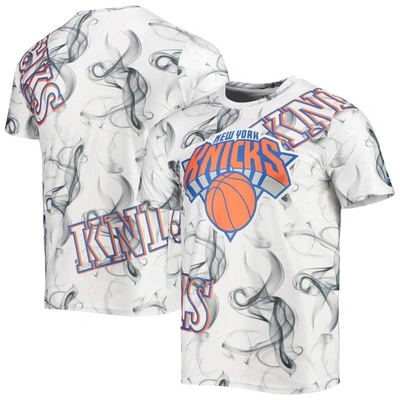Shop Fisll White/black New York Knicks Asymmetric Bold Smoke T-shirt