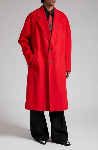 Shop Alexander Mcqueen Oversize Wool & Cashmere Coat In Lust Red