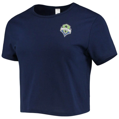 Shop Zoozatz Navy Seattle Sounders Fc Solid Cropped T-shirt