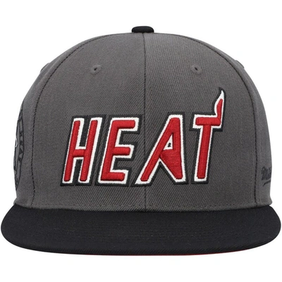 Shop Mitchell & Ness Gray/black Miami Heat Hardwood Classics 20th Anniversary Born & Bred Fitted Hat