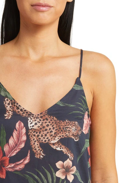 Desmond & Dempsey Floral Cotton Nightgown In Soleia Navy