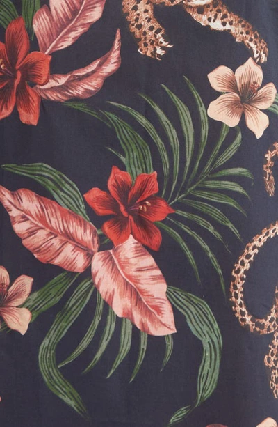 Desmond & Dempsey Floral Cotton Nightgown In Soleia Navy