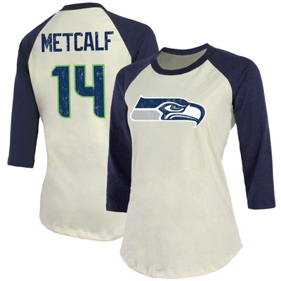 Shop Majestic Fanatics Branded Dk Metcalf Cream/navy Seattle Seahawks Player Raglan Name & Number 3/4-sleeve T-shi