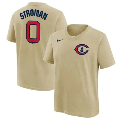 Shop Nike Youth  Marcus Stroman Cream Chicago Cubs 2022 Field Of Dreams Name & Number T-shirt In Gold