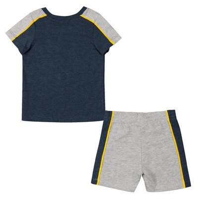 Shop Colosseum Infant  Navy/heather Gray Michigan Wolverines Norman T-shirt & Shorts Set In Heather Navy