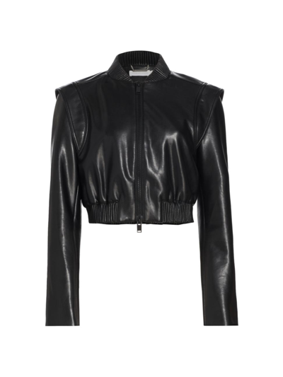 Shop Simkhai Women's Doreen Faux Leather Bomber Jacket In Black