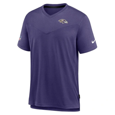 Shop Nike Purple Baltimore Ravens Sideline Coach Chevron Lock Up Logo V-neck Performance T-shirt
