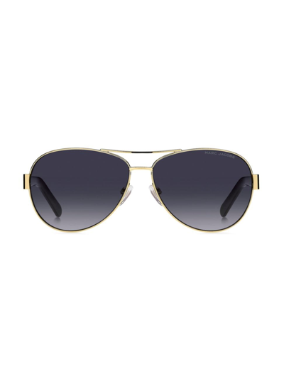 Shop Marc Jacobs Women's Marc 699/s 60mm Aviator Sunglasses In Gold Dark