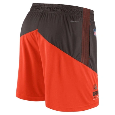 Shop Nike Brown/orange Cleveland Browns Sideline Primary Lockup Performance Shorts
