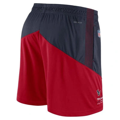 Shop Nike Navy/red Houston Texans Sideline Primary Lockup Performance Shorts