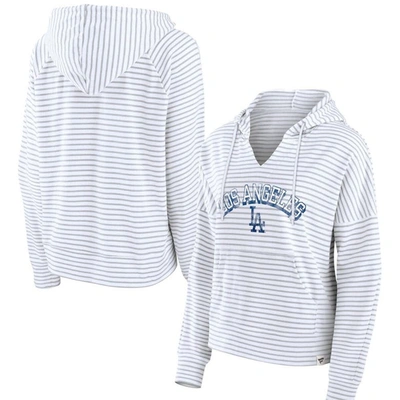 Shop Fanatics Branded White Los Angeles Dodgers Striped Arch Pullover Hoodie