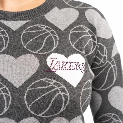 Shop Lusso Charcoal Los Angeles Lakers Basketball Love Swarovski Crystal Intarsia Pullover Sweater