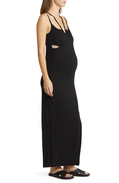 Shop Emilia George Bella Strappy Maternity Maxi Dress In Black