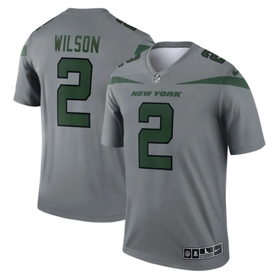 Shop Nike Zach Wilson Gray New York Jets Inverted Legend Jersey
